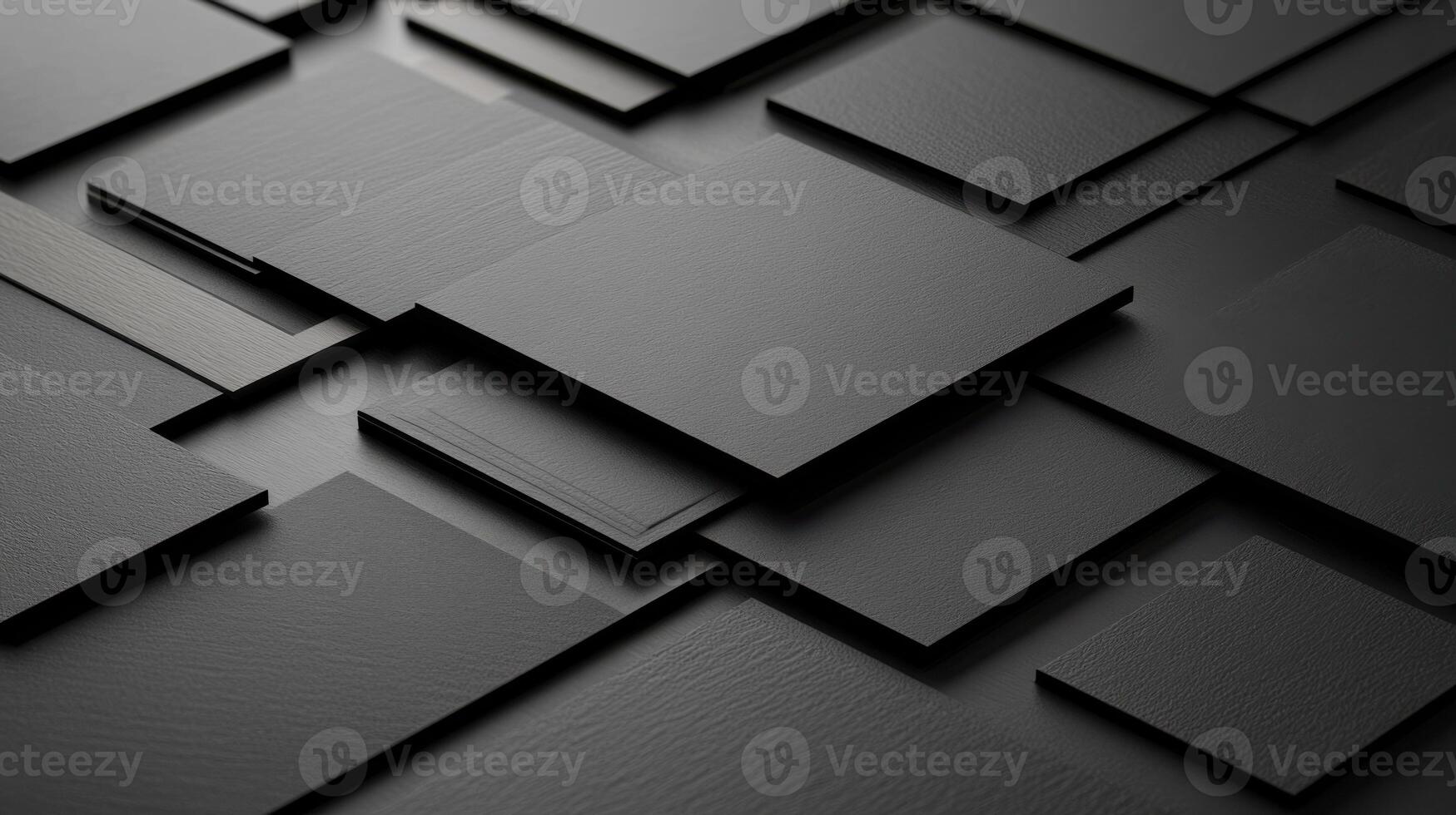 Sleek black squares arranged in modern pattern on dark background photo
