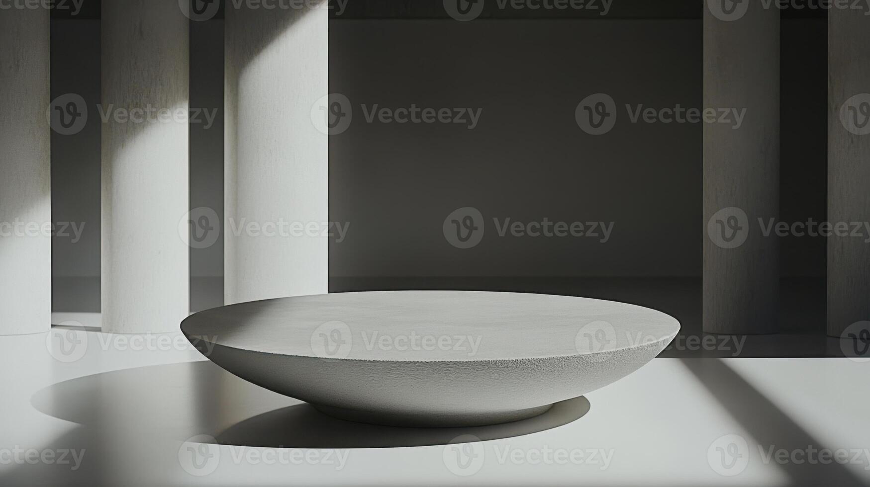 A white table with a circular shape in the middle photo