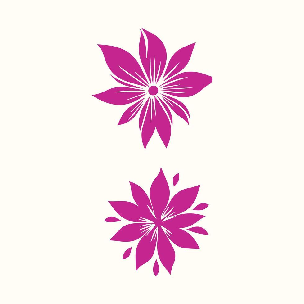 Two pink flowers are shown on a white background vector