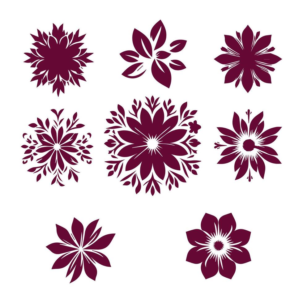 A set of flowers in different colors vector