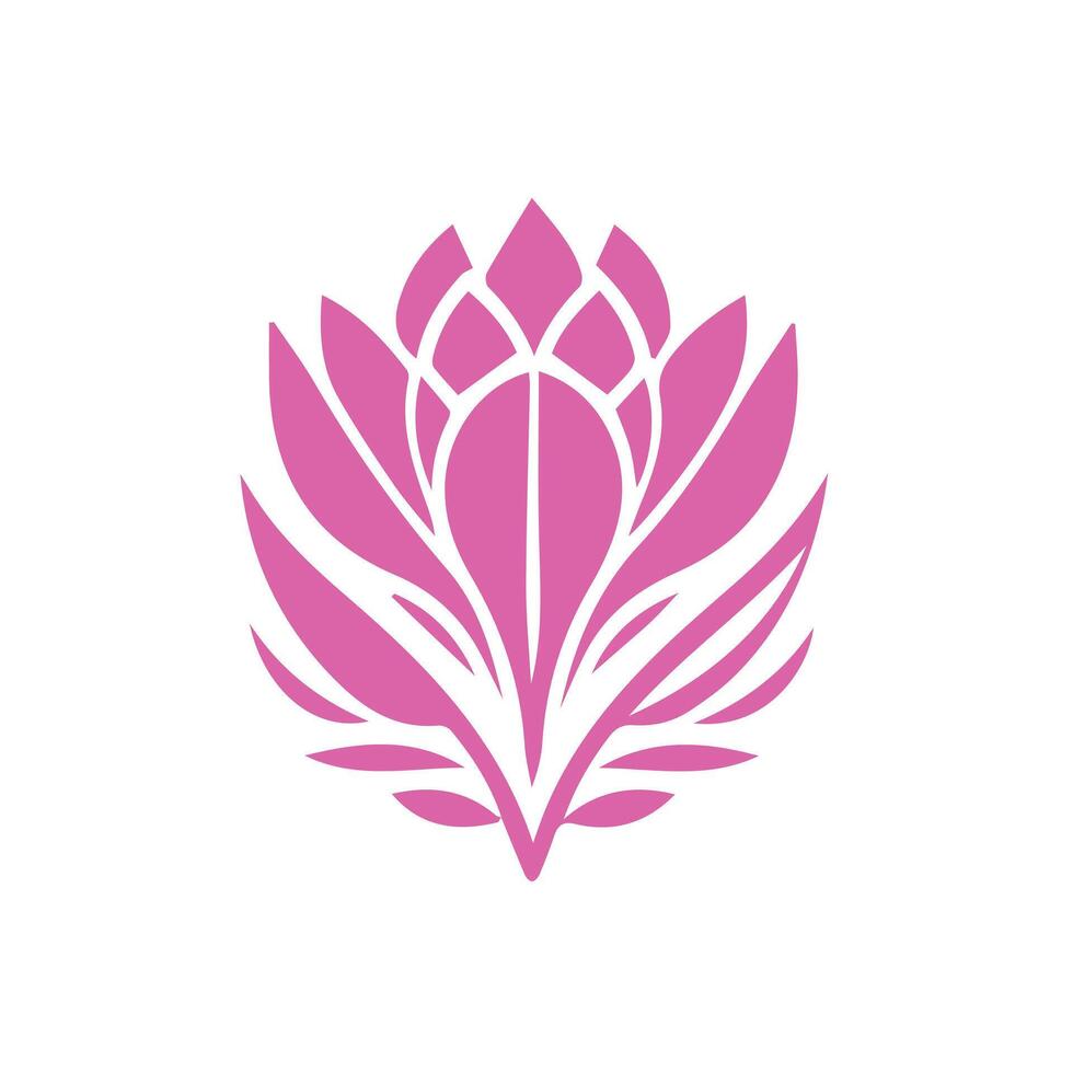 A pink flower logo with leaves vector
