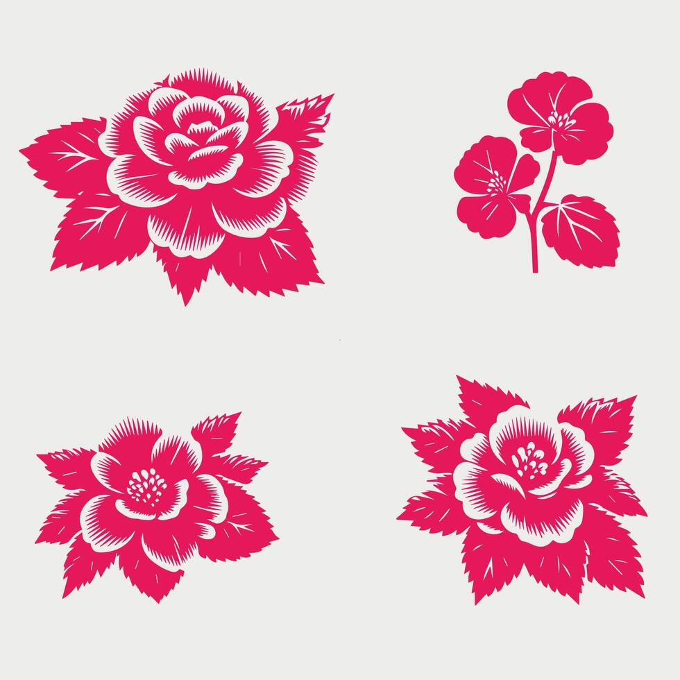 Creative Flower outline Set Design on a white background vector