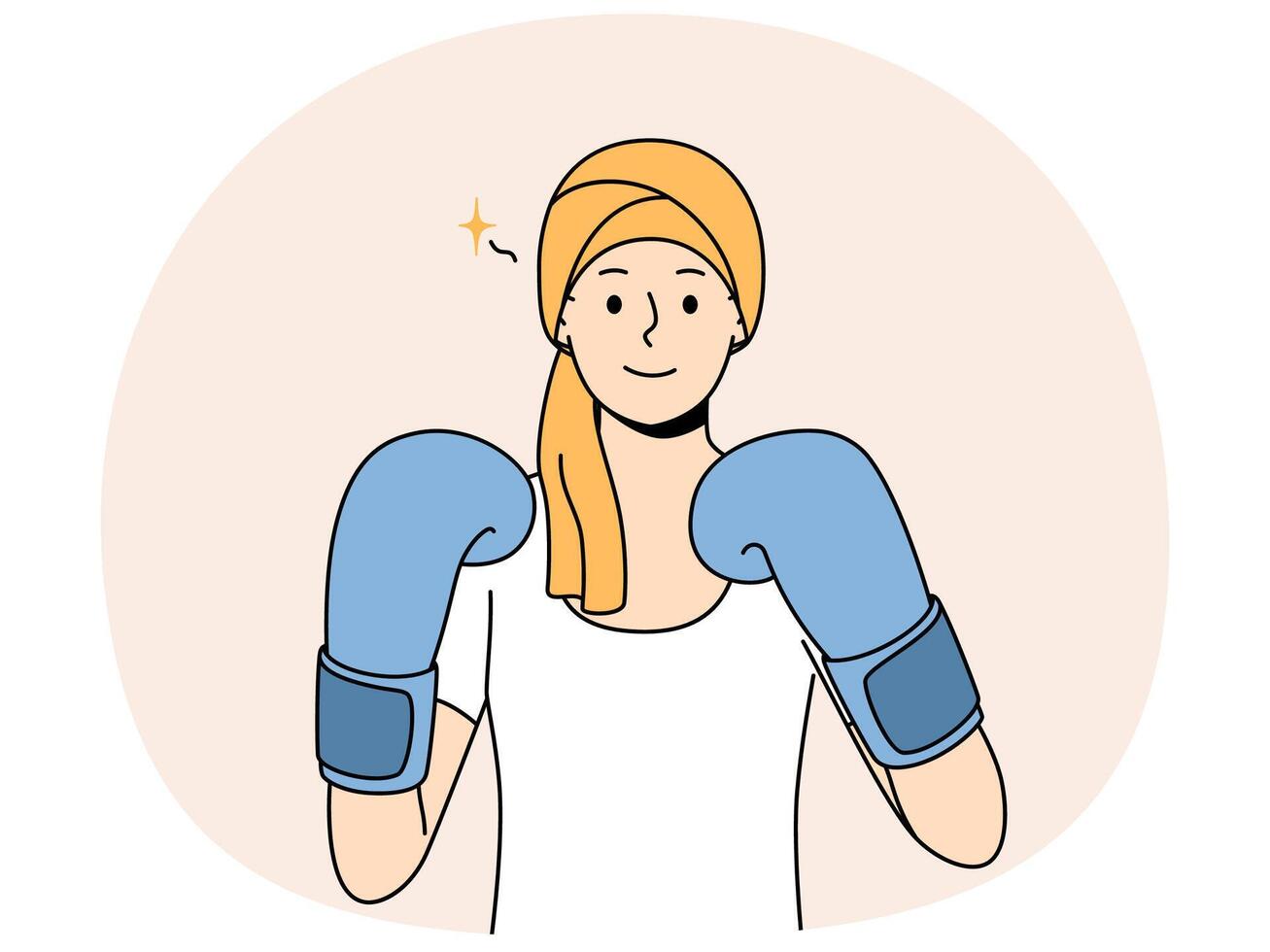 Woman with cancer in boxing gloves symbolizes fight against oncology after chemotherapy vector