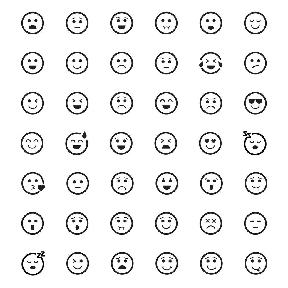 Rating emoji set. flat round outline style. Excellent, Good, Average, poor and bad reaction variations. for your products, apps, website and services. vector