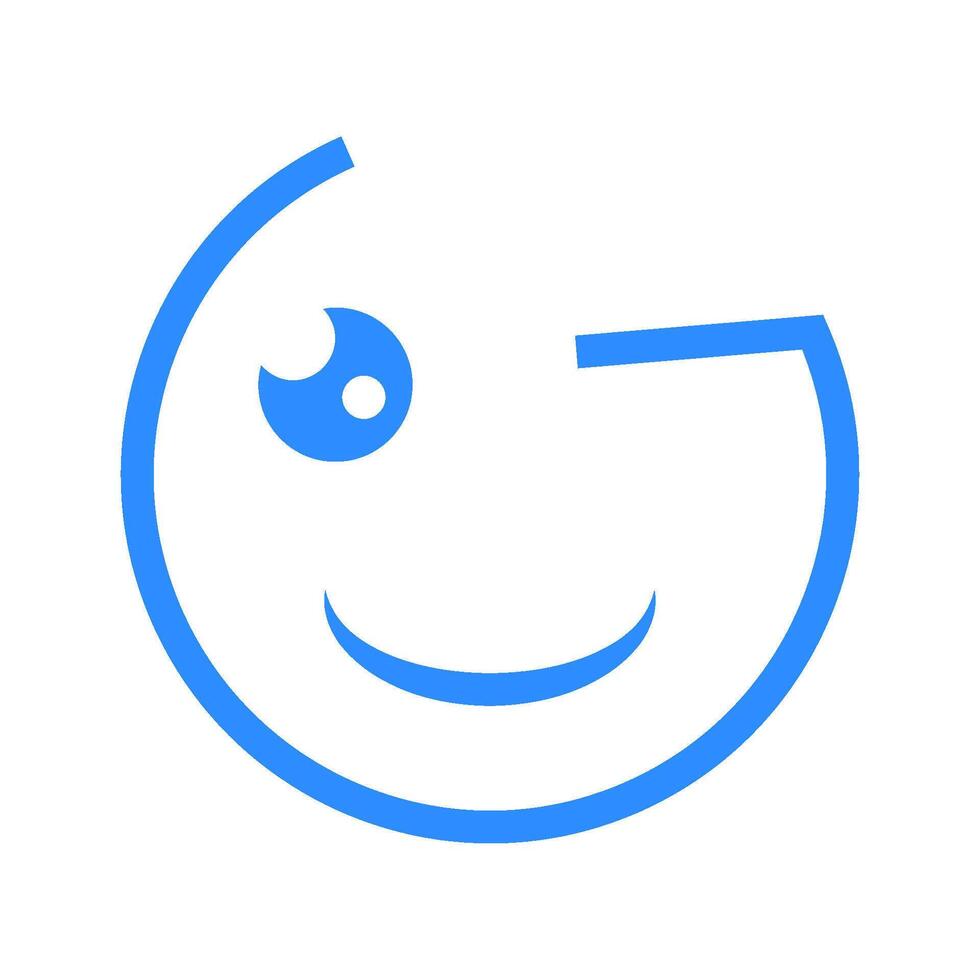 thin smiling emoji logo illustration vector