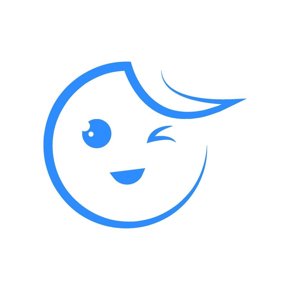 illustration of the flirty emoticon logo with bangs hair vector