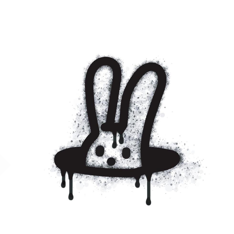 Rabbit spray icon isolated on white background. Rabbit graffiti icon sprayed in black on a white background. vector