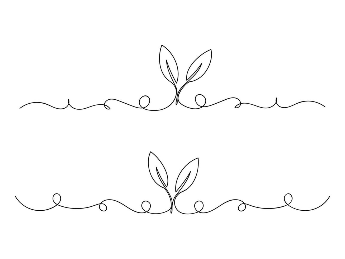 Natural plants continuous one line art isolated. vector