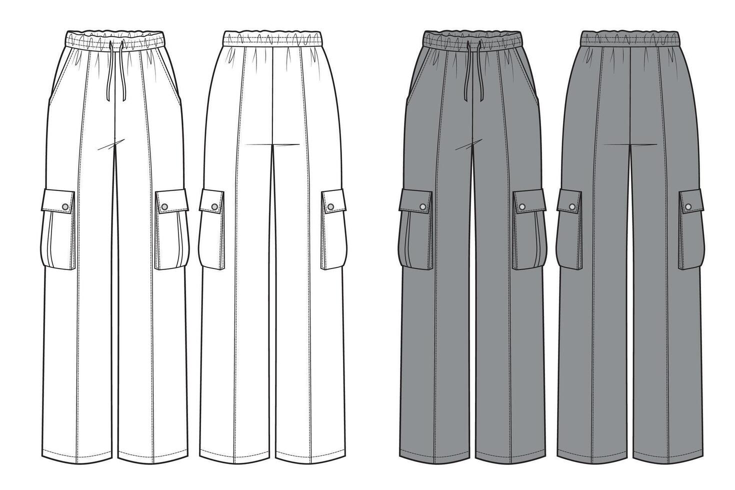 Womans jersey cargo pants, wide fit vector