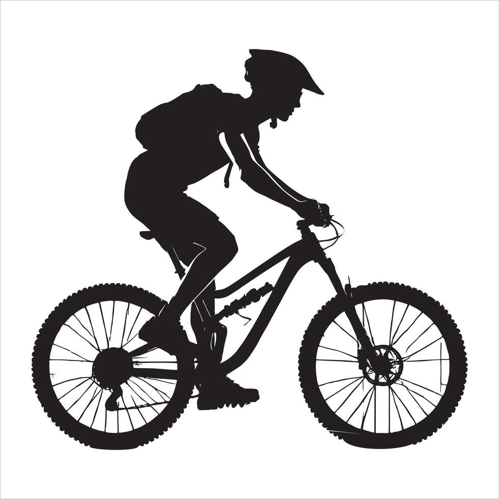 Mountain Biker Silhouette Cycling Adventure Outdoor Sports vector