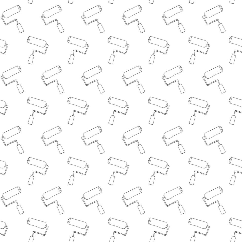 paint roller icon seamless pattern. graphic line illustration on transparent background vector