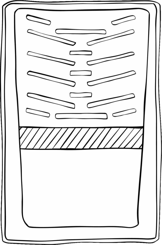 Graphic line illustration plastic paint tray isolated on white background. Painting, renovation. vector