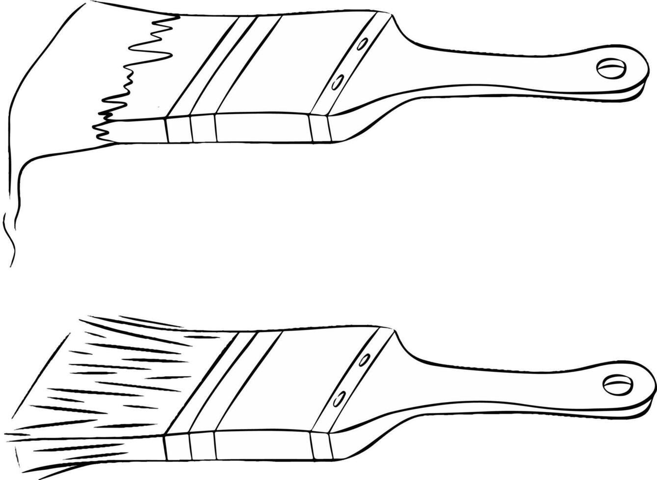 Graphic line drawing of painter brush set. illustration isolated on white background vector