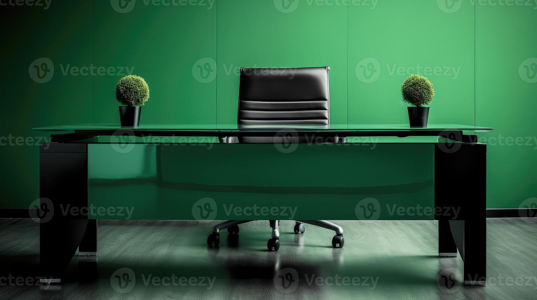 minimalist green desk photo