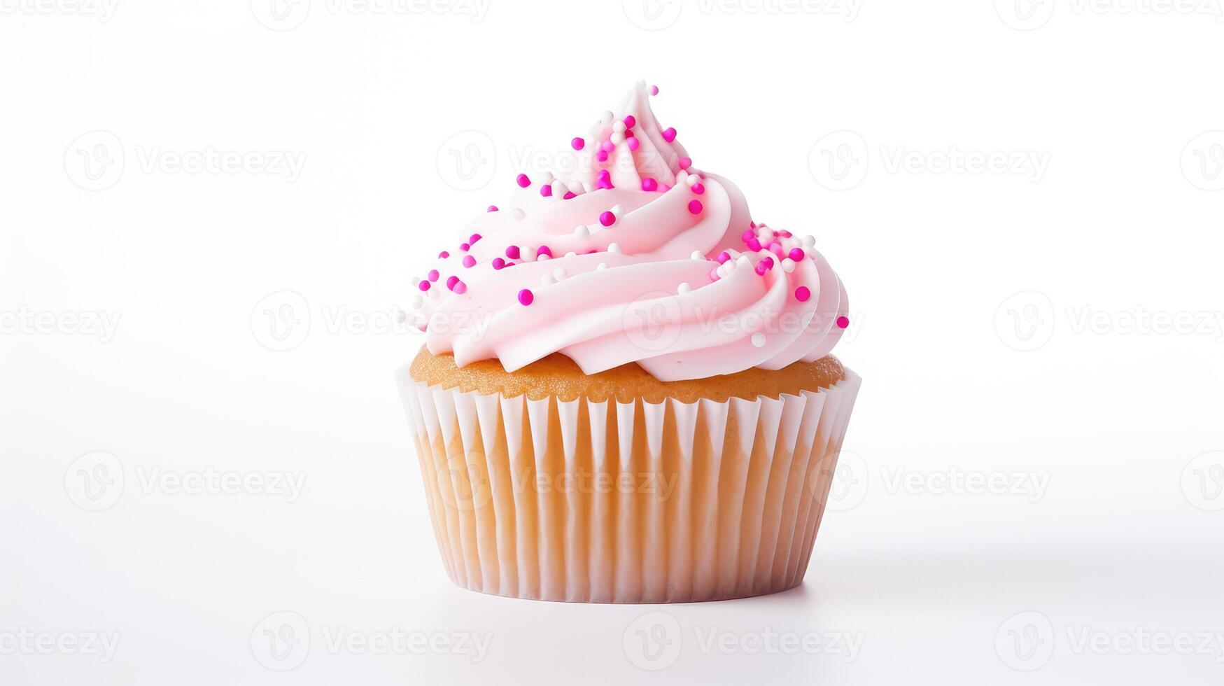 pink cupcake white background photo