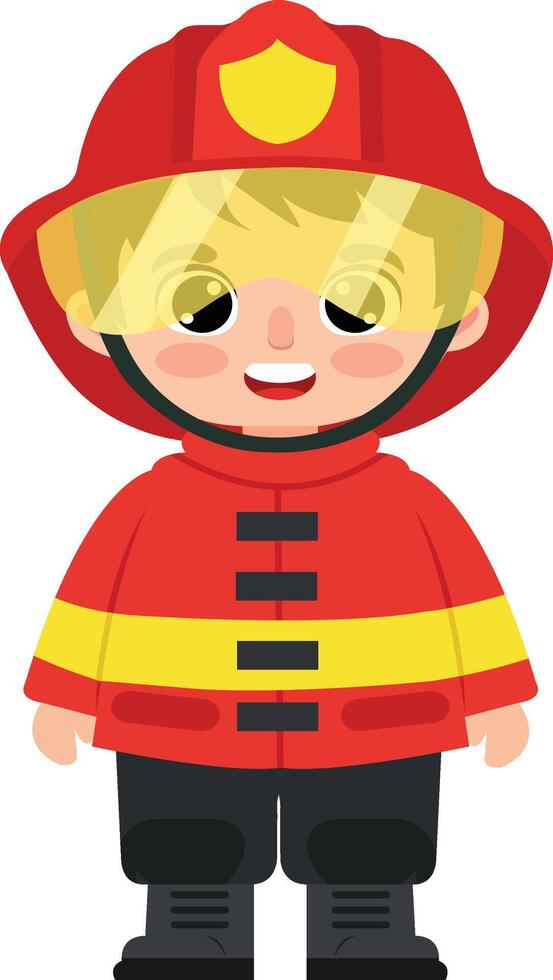 Brave Cartoon Firefighter Character vector