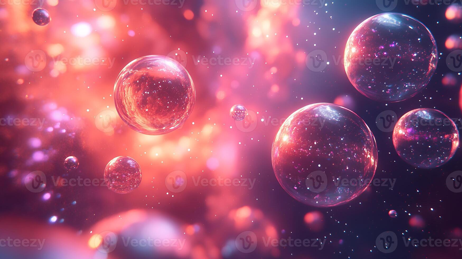 Colorful Abstract Background with Bubbles and Sparkles in Space photo