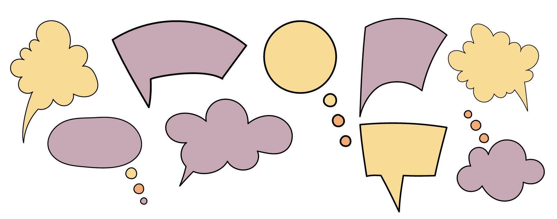 Colorful speech bubbles and thought clouds for creative messaging and communication design vector