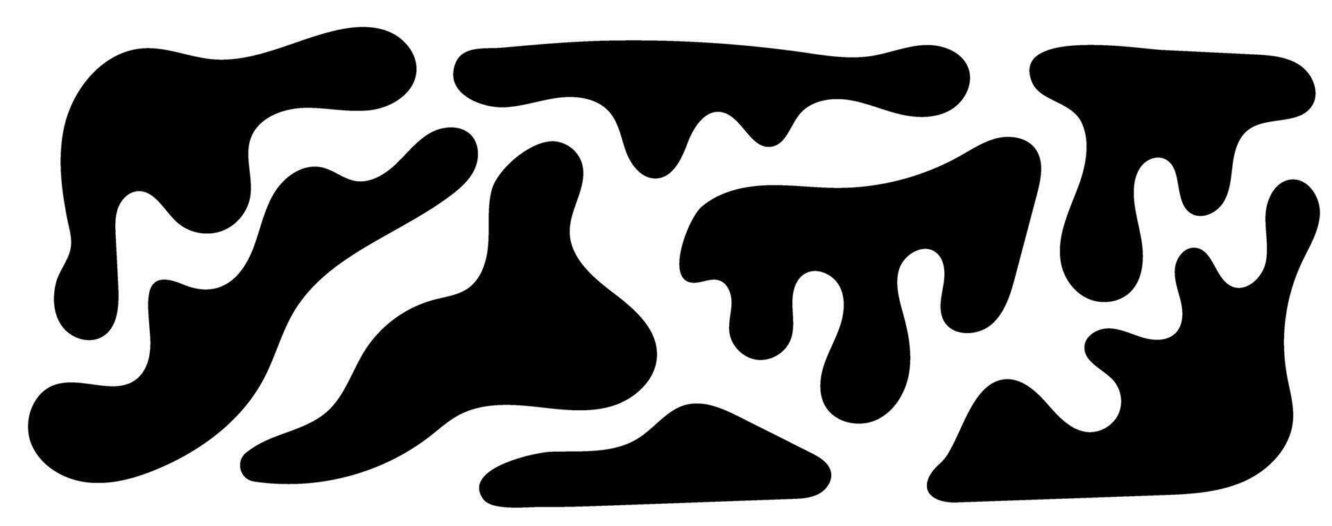 Irregular blob, set of abstract organic shapes. Abstract irregular random blobs. Simple liquid amorphous splodge. Trendy minimal designs for presentations, banners, posters and flyers. vector