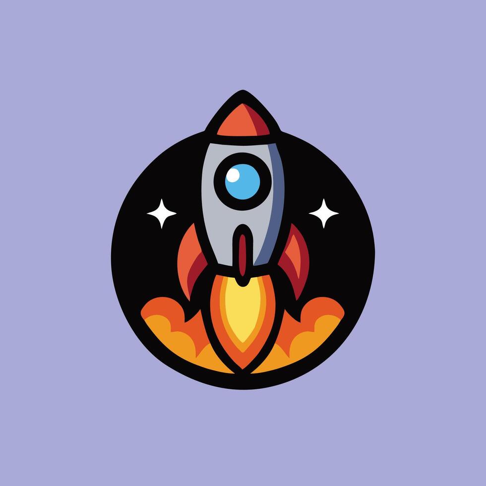 Rocket space logo design mascot art illustration vector
