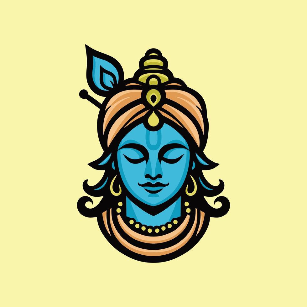 Lord Khrisna Vishnu logo mascot design art illustration vector