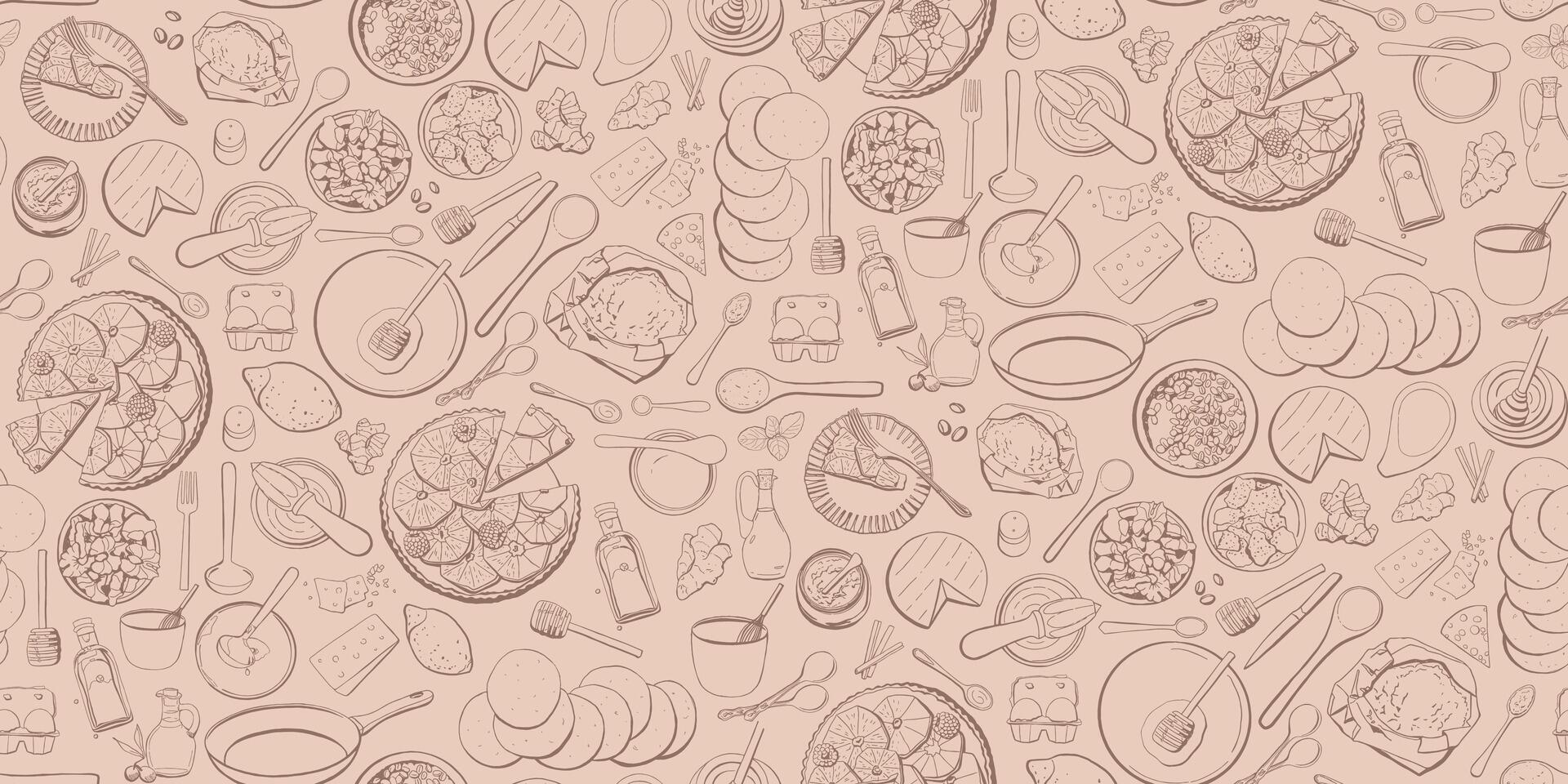Bakery in Trendy Mocha Color Palette Seamless Pattern vector