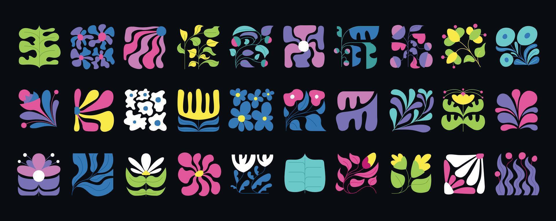 Groovy funky flowers Dynamic and Colorful Graphic Floral Patterns for a Vibrant and Timeless Aesthetic Appeal vector