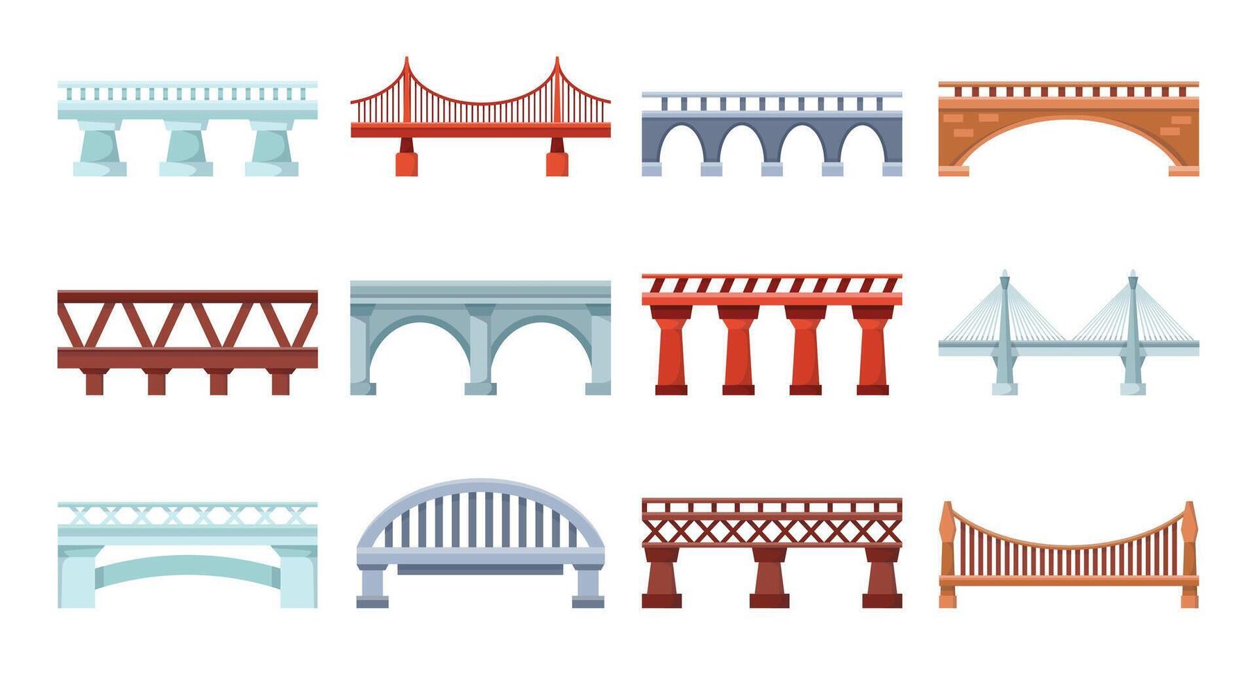 A Variety of Distinctive Architectural Bridge Designs Tailored for Creative Projects and Ideas vector