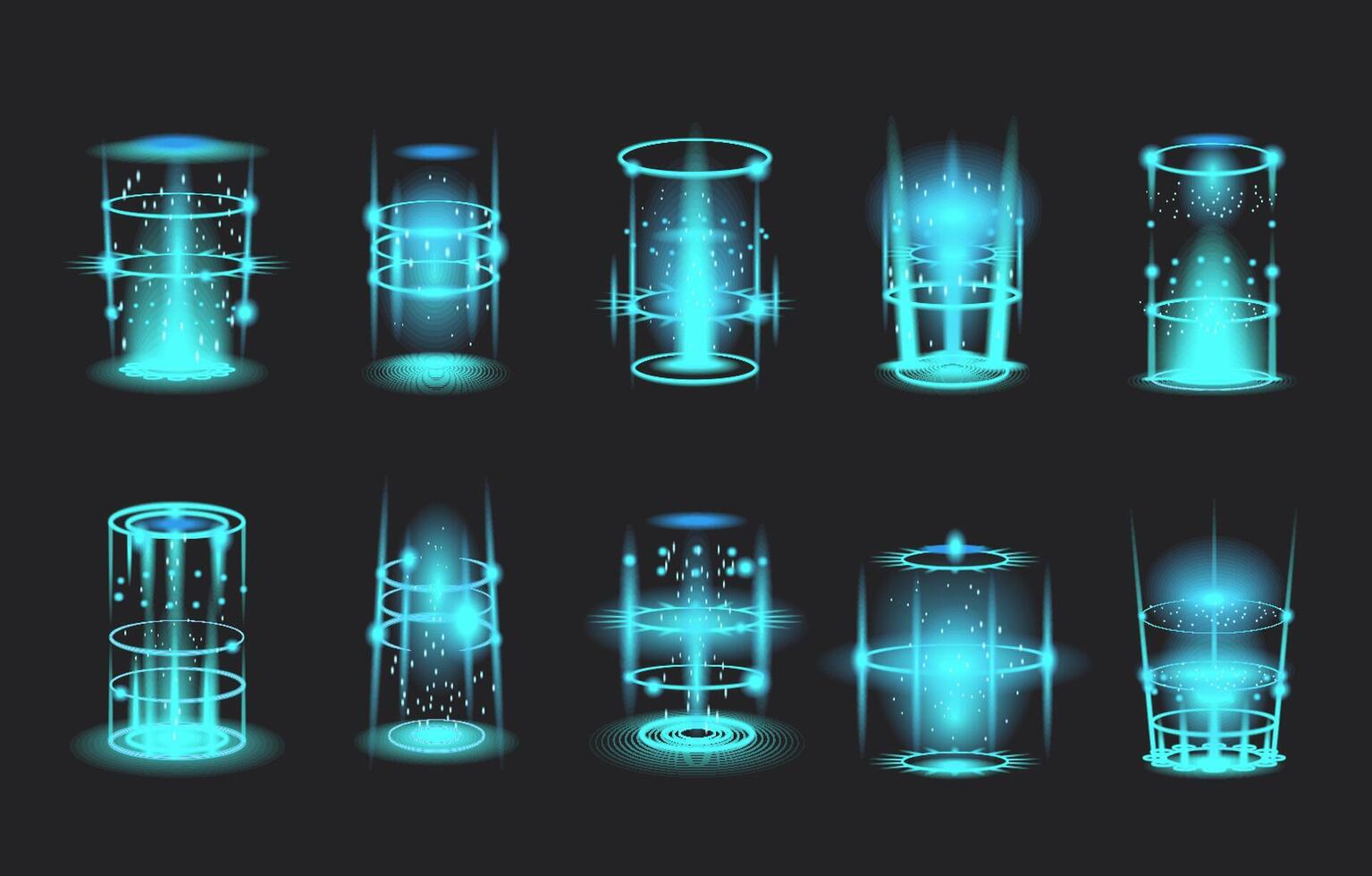 Futuristic Teleport Energy Cylinders with Stunning Glowing Effects That Captivate the Imagination vector