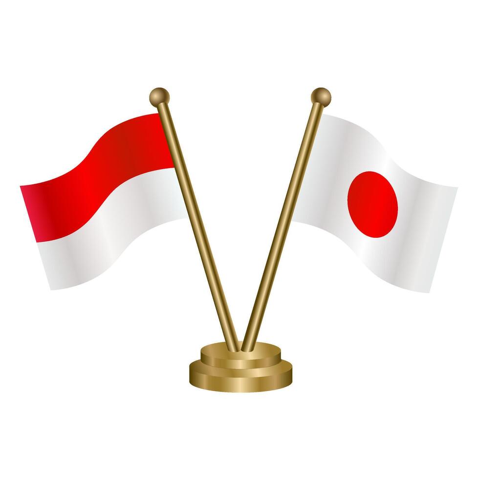 Indonesia and Japan table flags. vector
