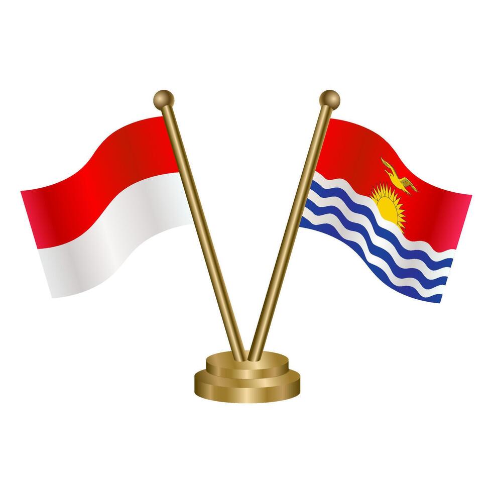Indonesia and Kiribati table flags. vector