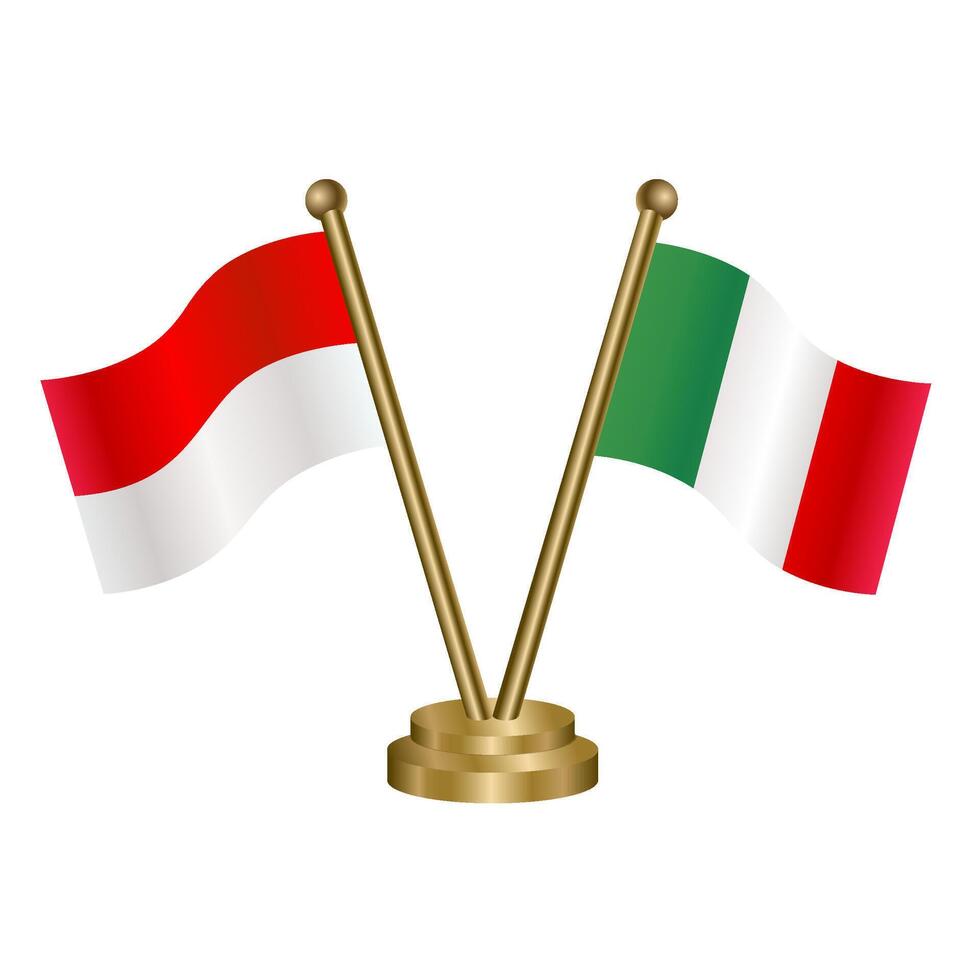 Indonesia and Italy table flags. vector