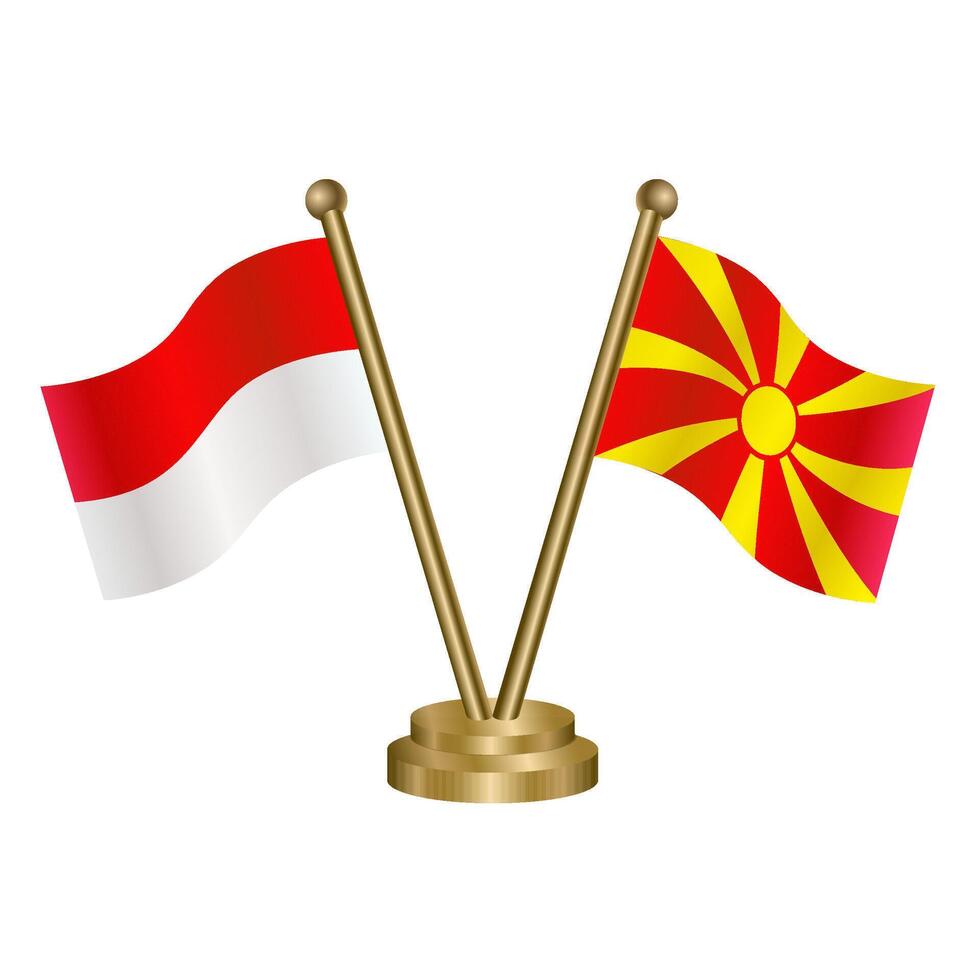 Indonesia and Macedonia table flags. vector