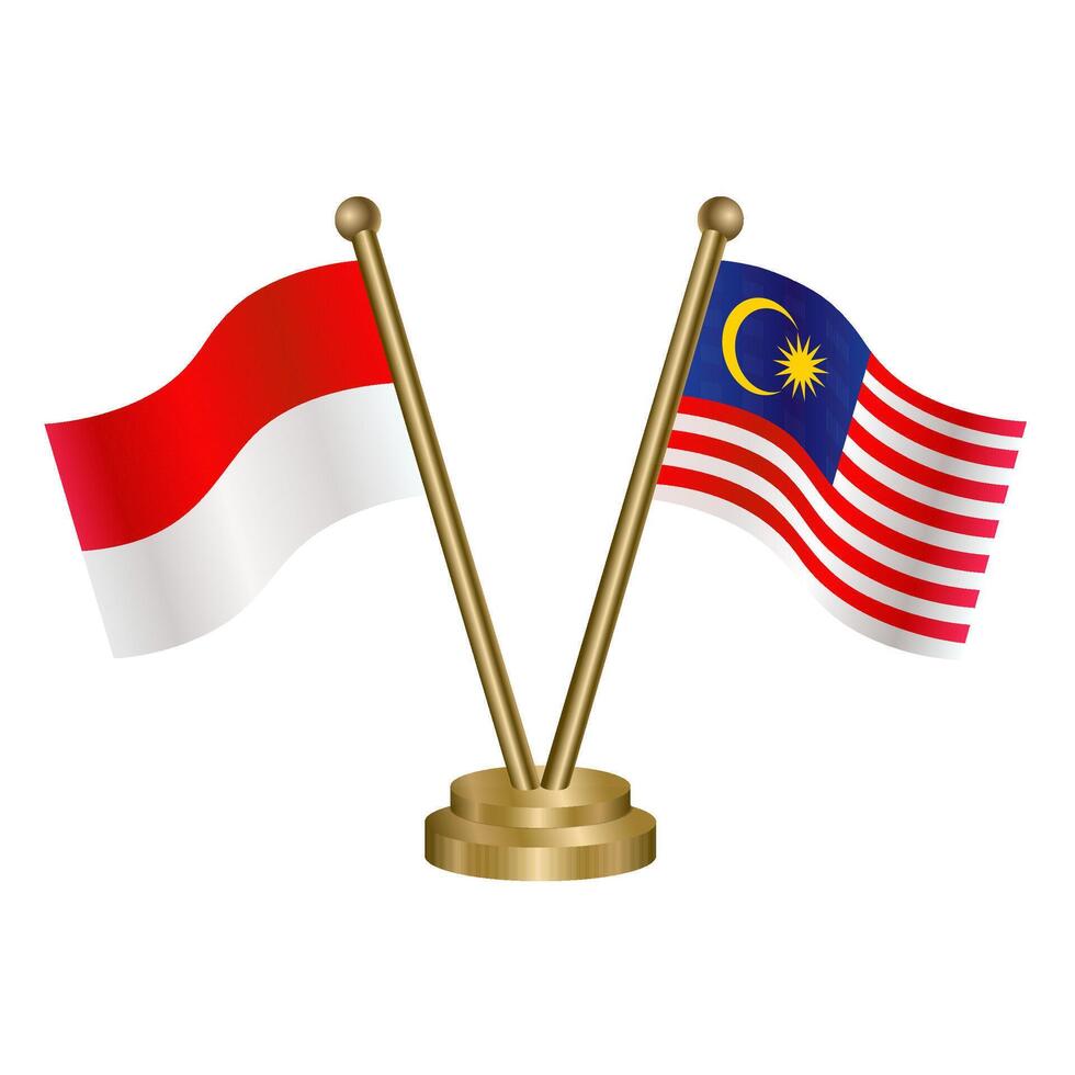 Indonesia and Malaysia table flags. vector