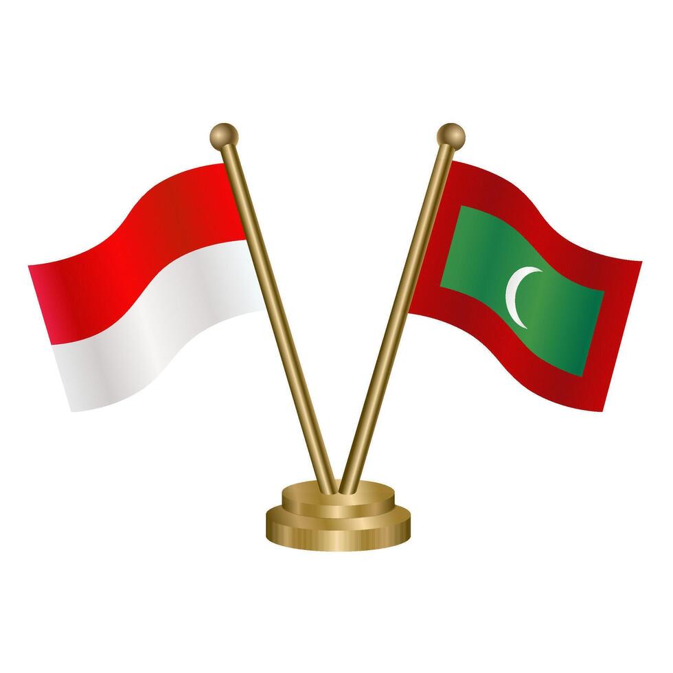 Indonesia and Maldives table flags. vector