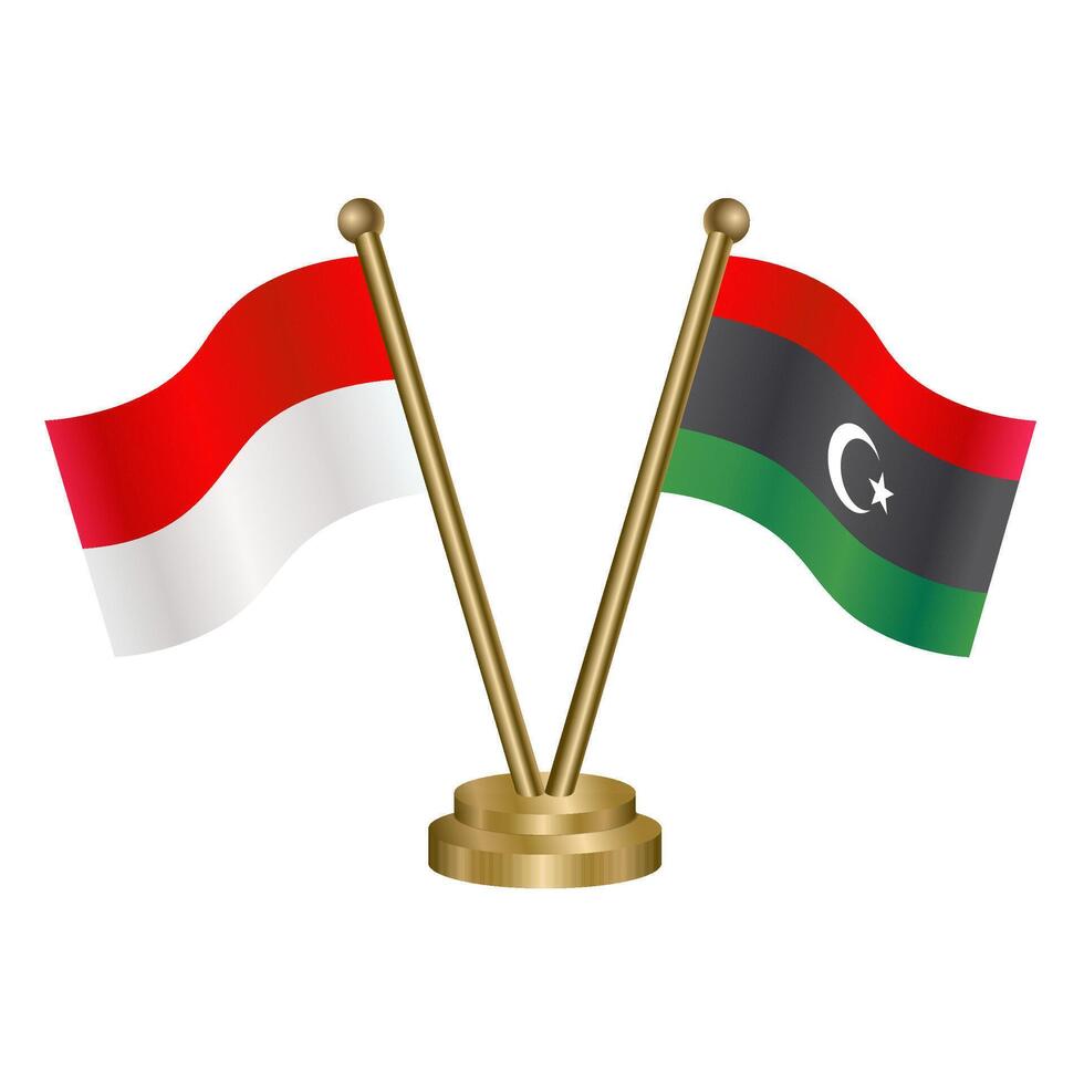 Indonesia and Kingdom of Libya table flags. vector