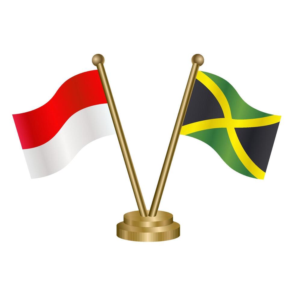 Indonesia and Jamaica table flags. vector