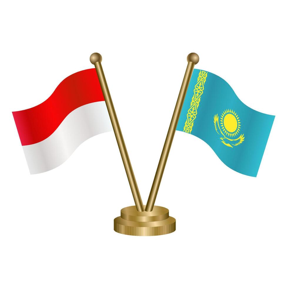 Indonesia and Kazakhstan table flags. vector