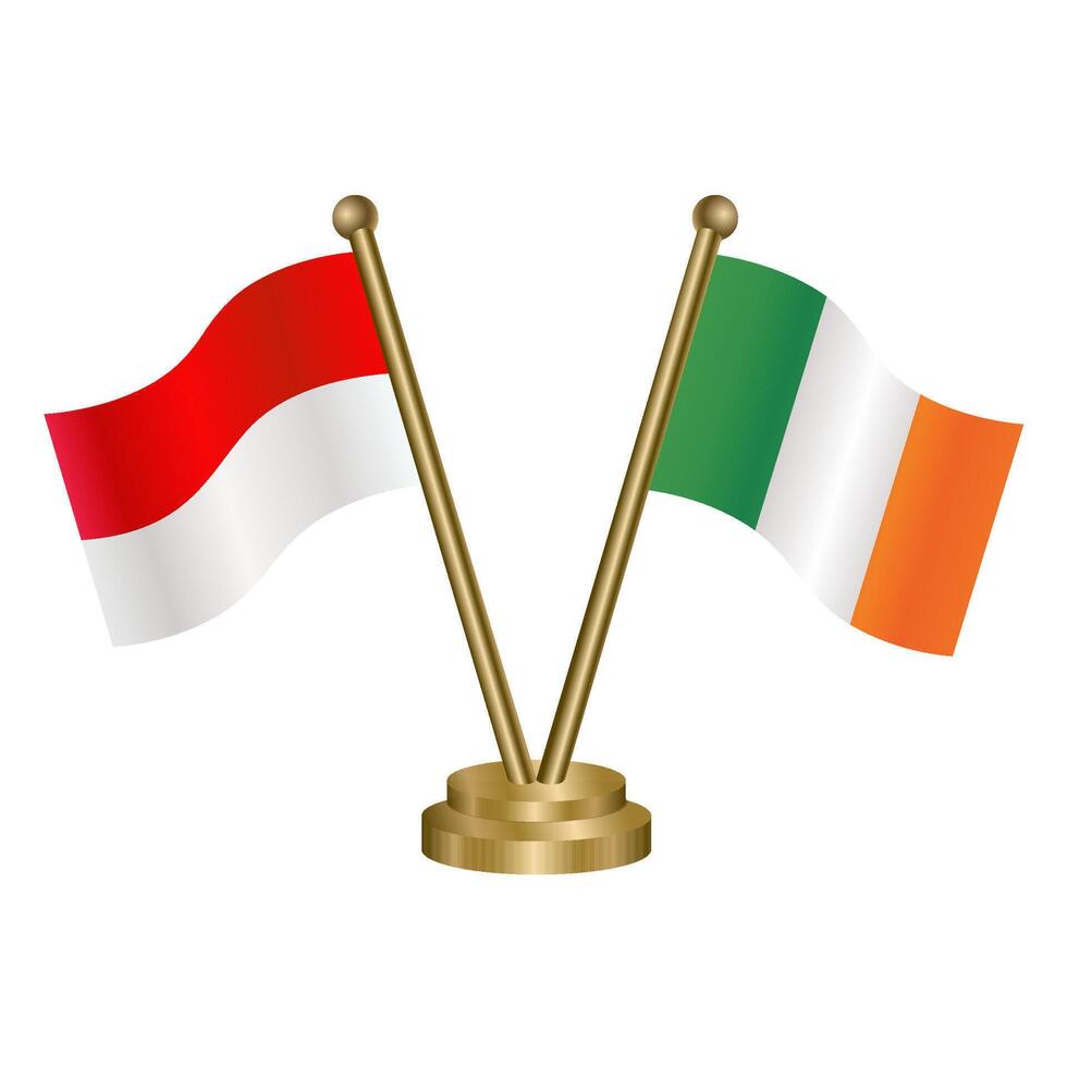 Indonesia and Ireland table flags. vector