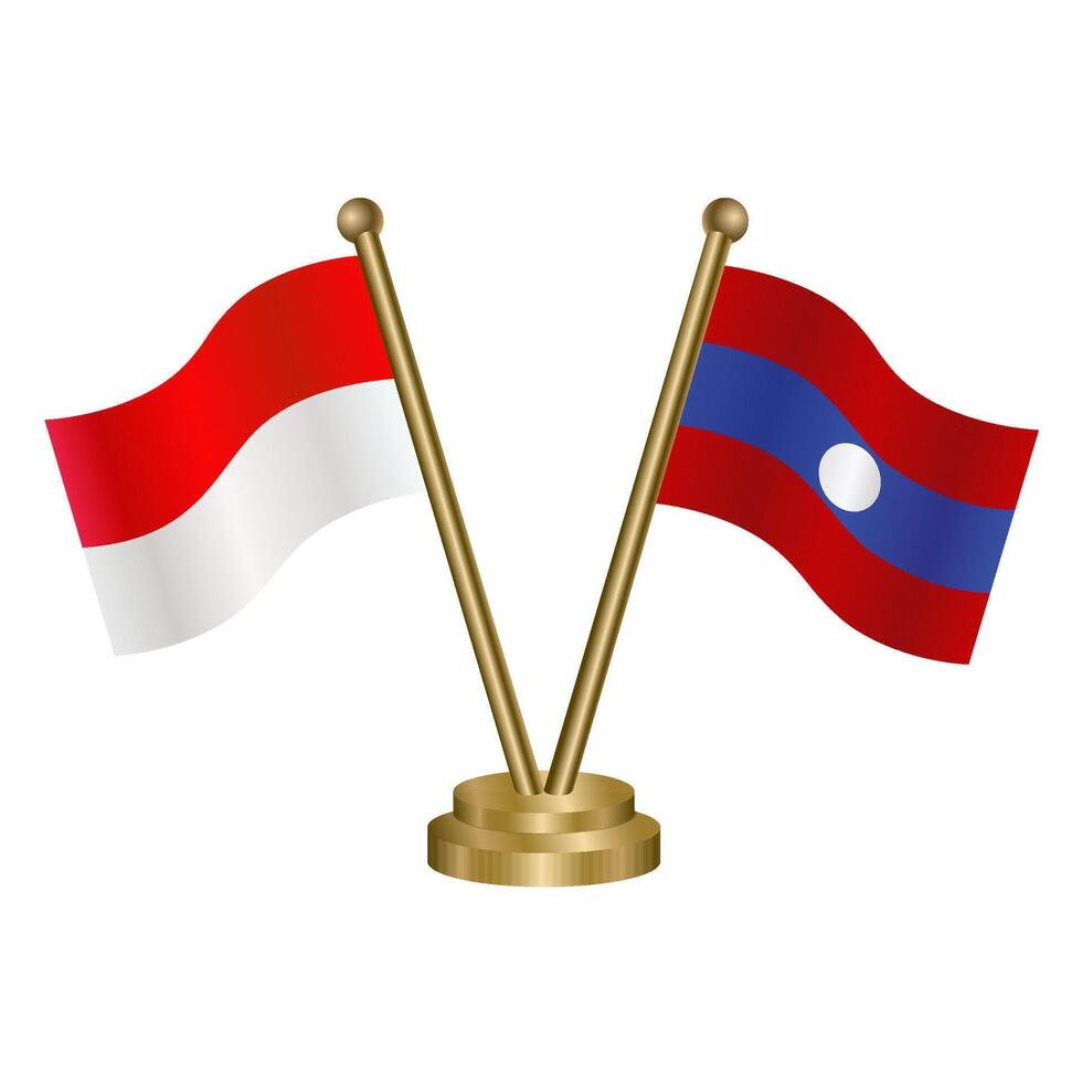 Indonesia and Laos table flags. vector