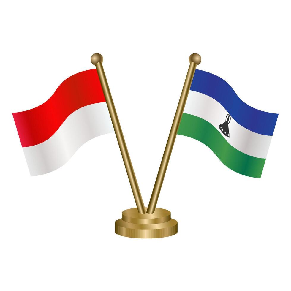 Indonesia and Lesotho table flags. vector