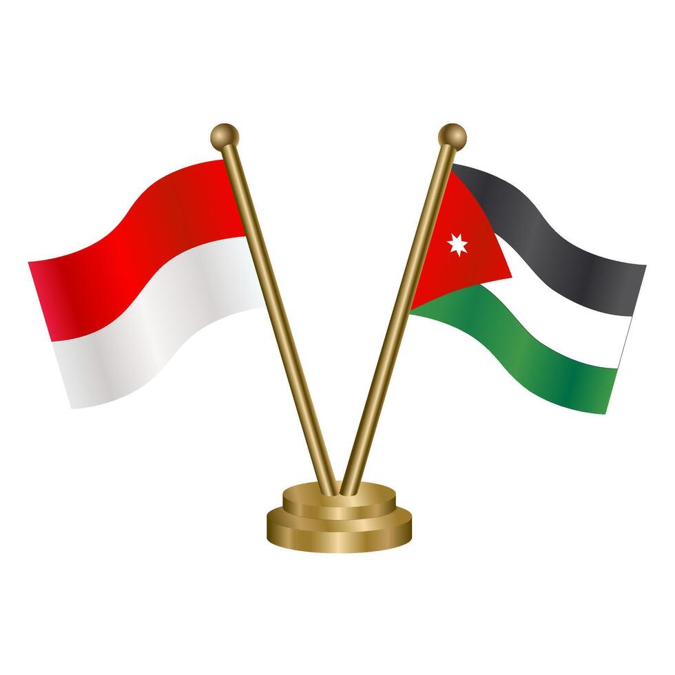 Indonesia and Jordan table flags. vector
