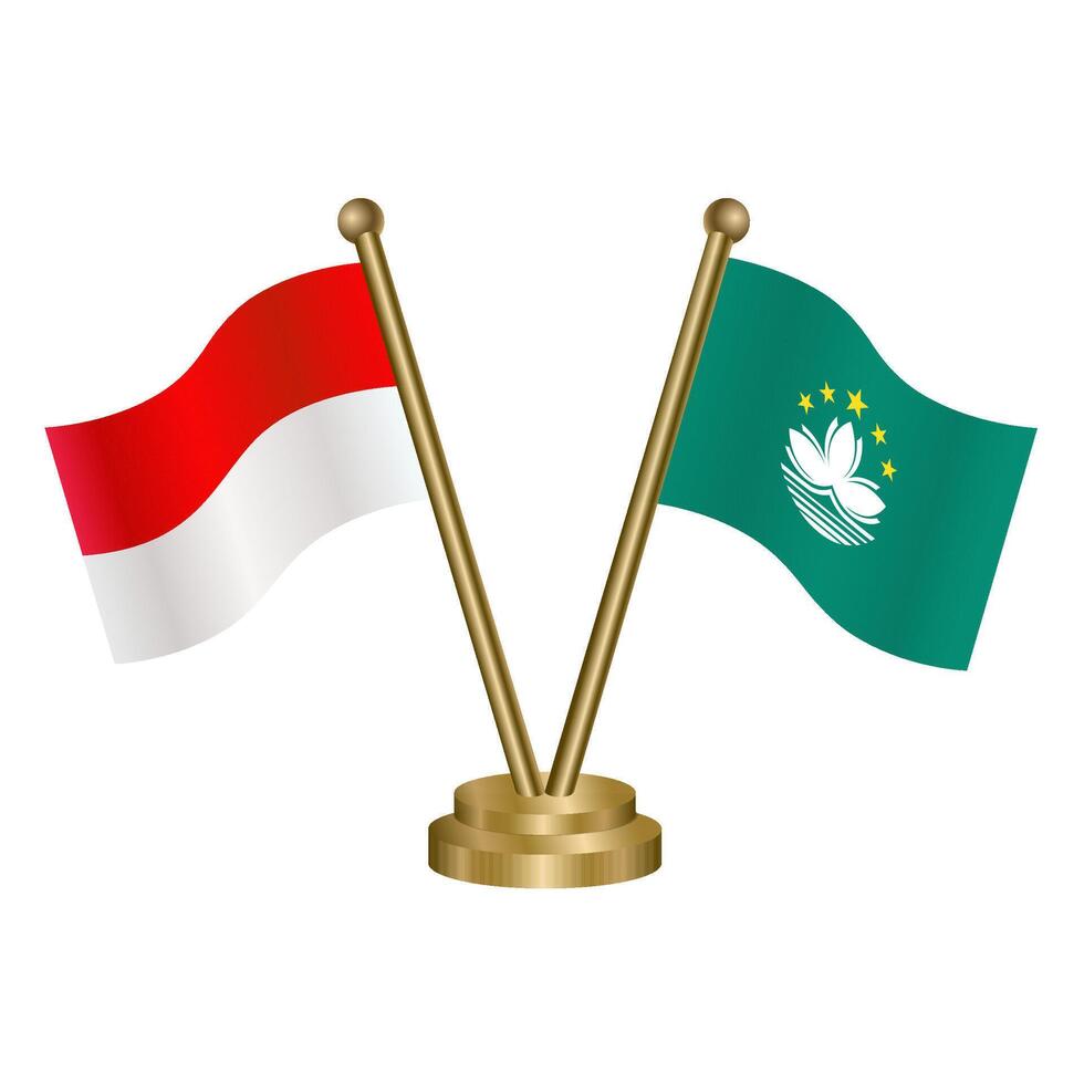 Indonesia and Macao table flags. vector