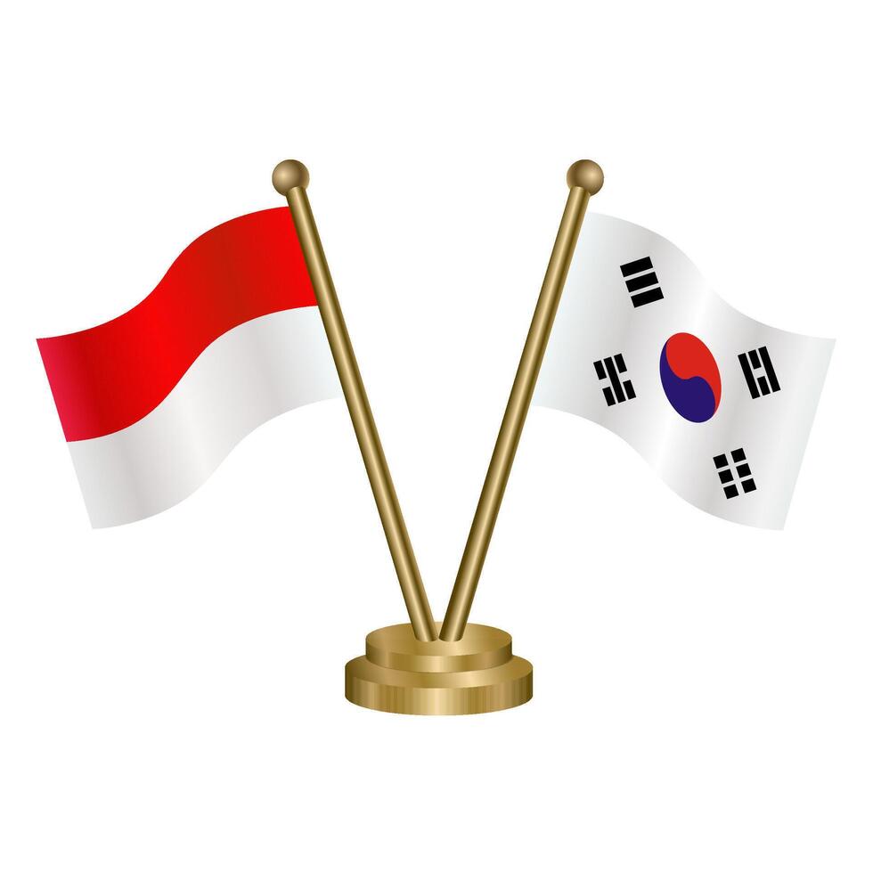Indonesia and South Korea table flags. vector