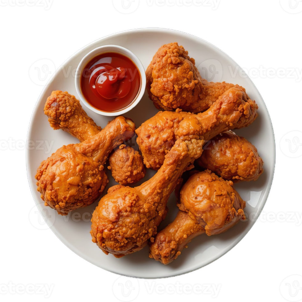 A plate of fried chicken with ketchup and ketchup png