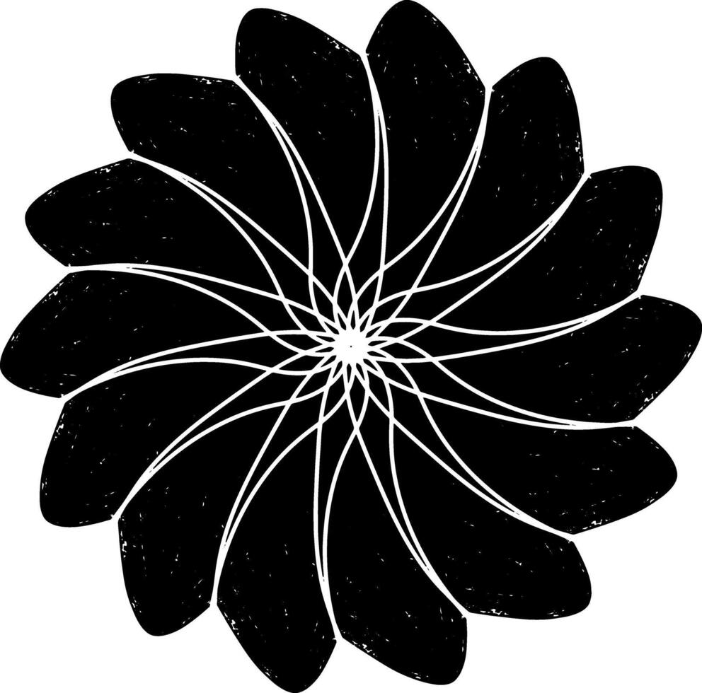 a black and white flower with a center vector