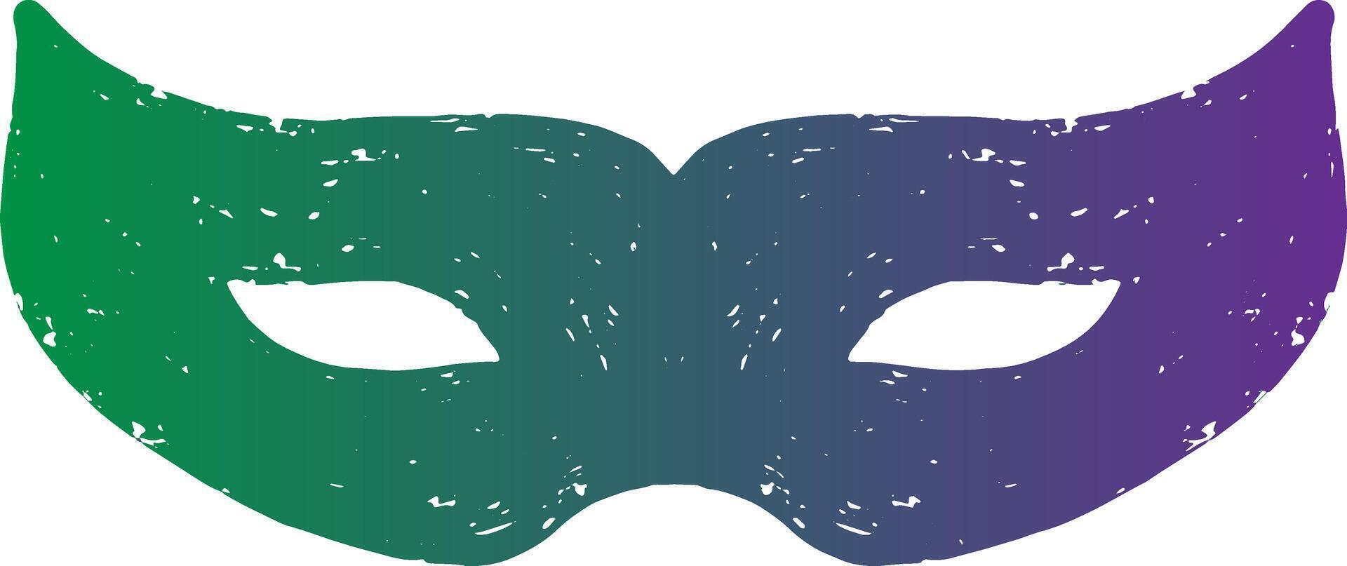 a green and purple mask with a black face vector