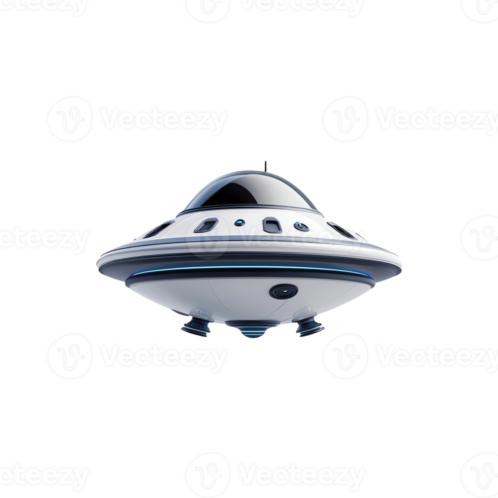 A detailed illustration of a futuristic UFO flying saucer, showcasing sleek design and advanced alien technology. Perfect for use in sci-fi projects or imaginative concepts. png