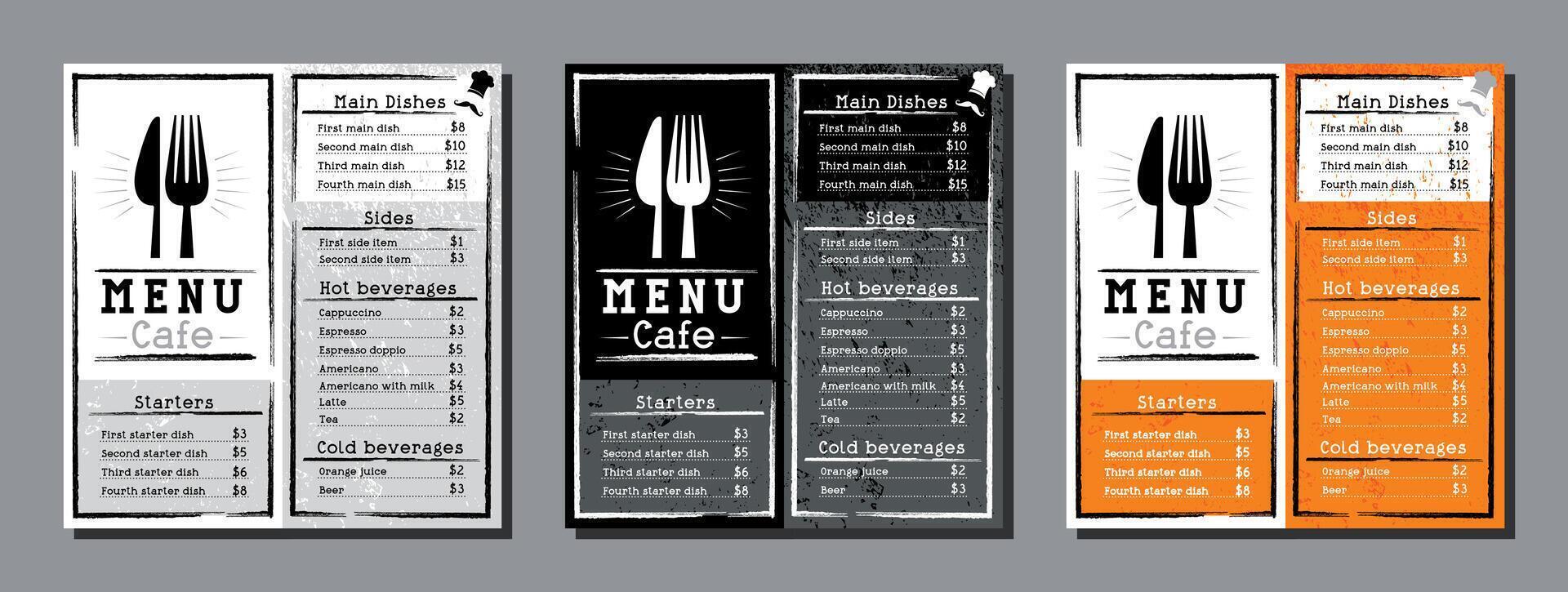 Cafe Menu Card Template in DL Format vector