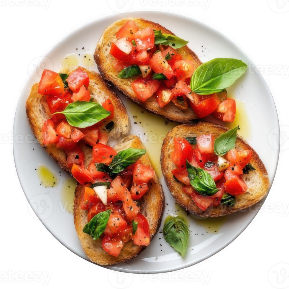 Bruschetta with tomatoes, mozzarella and basil png